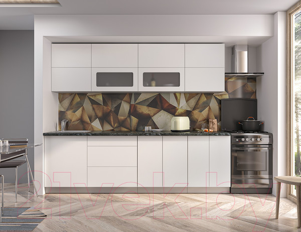 Изображение товара Кухонный гарнитур Интерлиния Мила Матте 2.6 А (белый/белый/кастилло темный)