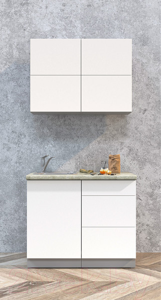 Изображение товара Кухонный гарнитур Interline Мила Матте 1.0 А (белый/белый/опал светлый)