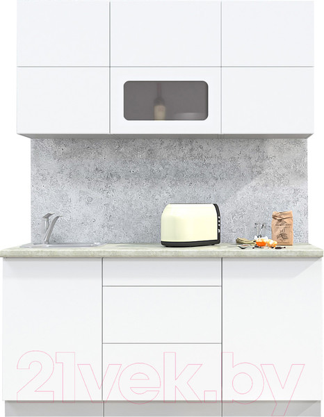 Изображение товара Кухонный гарнитур Интерлиния Мила Матте 1.6 А (белый/белый/опал светлый)