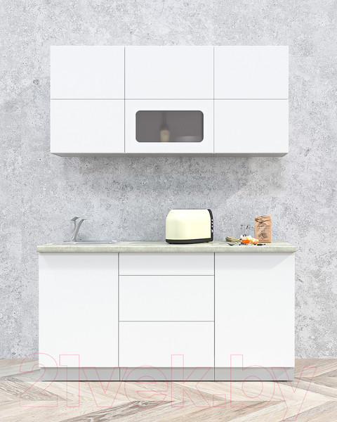 Изображение товара Кухонный гарнитур Интерлиния Мила Матте 1.6 А (белый/белый/опал светлый)