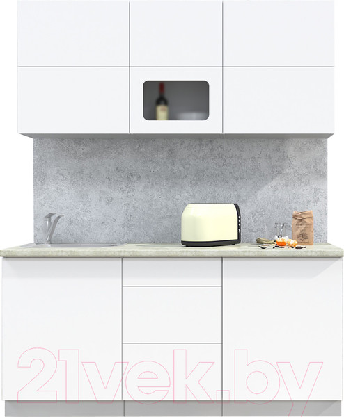 Изображение товара Кухонный гарнитур Интерлиния Мила Матте 1.7 А (белый/белый/опал светлый)