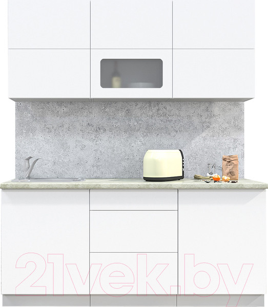 Изображение товара Кухонный гарнитур Интерлиния Мила Матте 1.8 А (белый/белый/опал светлый)