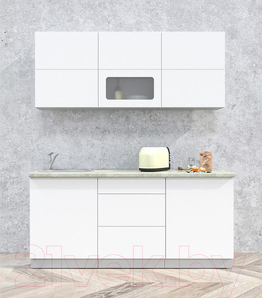 Изображение товара Кухонный гарнитур Интерлиния Мила Матте 1.8 А (белый/белый/опал светлый)