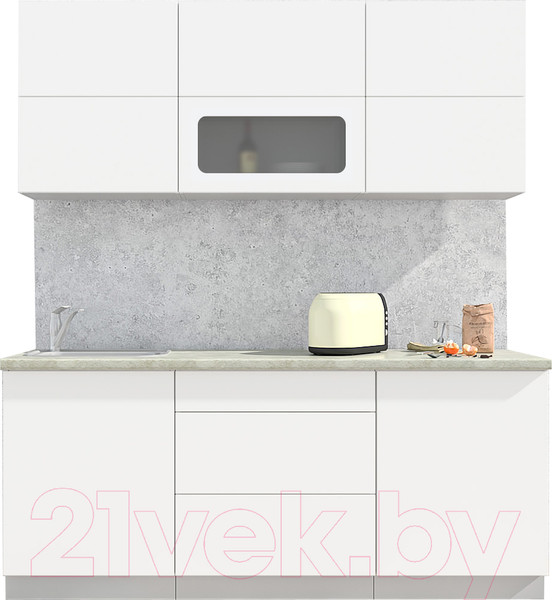 Изображение товара Кухонный гарнитур Интерлиния Мила Матте 1.9 А (белый/белый/опал светлый)