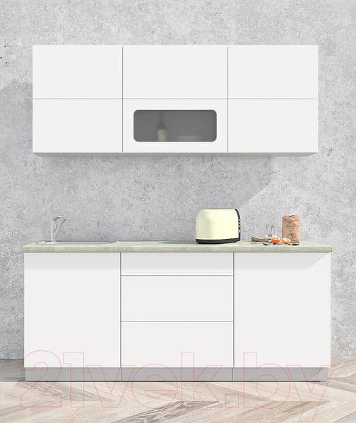 Изображение товара Кухонный гарнитур Интерлиния Мила Матте 1.9 А (белый/белый/опал светлый)