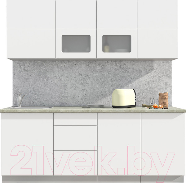 Изображение товара Кухонный гарнитур Интерлиния Мила Матте 2.1 А (белый/белый/опал светлый)