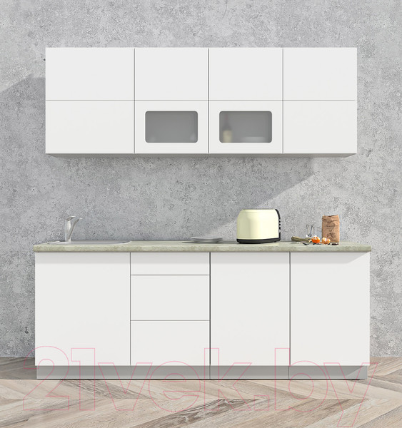 Изображение товара Кухонный гарнитур Интерлиния Мила Матте 2.1 А (белый/белый/опал светлый)