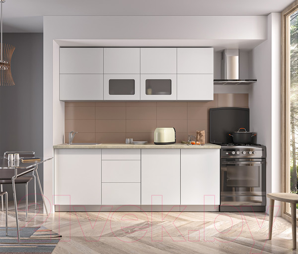 Изображение товара Кухонный гарнитур Интерлиния Мила Матте 2.1 А (белый/белый/опал светлый)