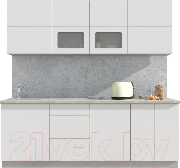 Изображение товара Кухонный гарнитур Интерлиния Мила Матте 2.2 А (белый/белый/опал светлый)