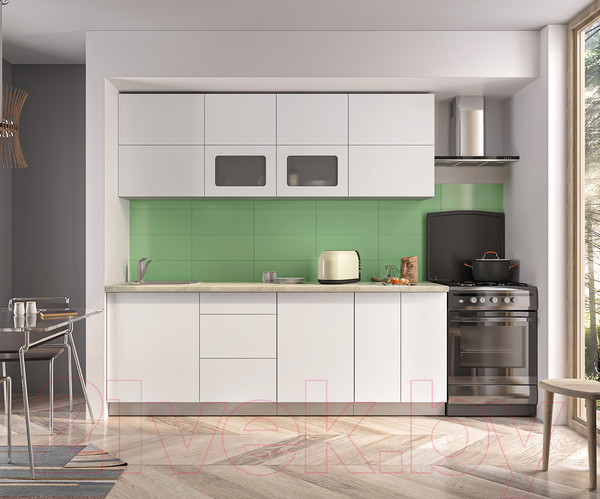 Изображение товара Кухонный гарнитур Интерлиния Мила Матте 2.2 А (белый/белый/опал светлый)