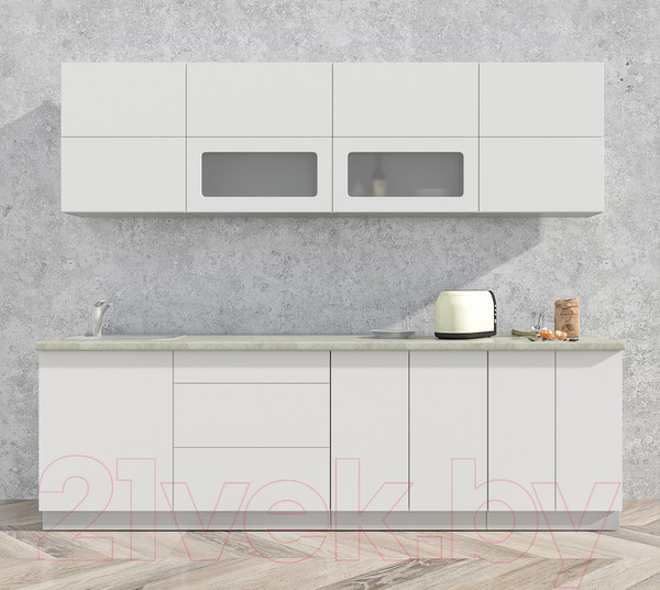 Изображение товара Кухонный гарнитур Интерлиния Мила Матте 2.6 А (белый/белый/опал светлый)