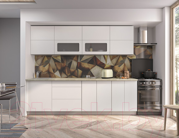 Изображение товара Кухонный гарнитур Интерлиния Мила Матте 2.6 А (белый/белый/опал светлый)