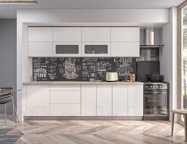 Изображение товара Кухонный гарнитур Интерлиния Мила Матте 2.7 А (белый/белый/опал светлый)