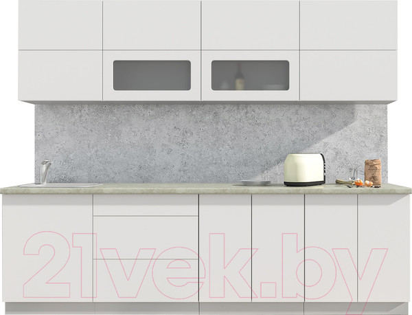 Изображение товара Кухонный гарнитур Интерлиния Мила Матте 2.7 А (белый/белый/опал светлый)