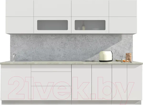 Изображение товара Кухонный гарнитур Interline Мила Матте 2.8 А (белый/белый/опал светлый)