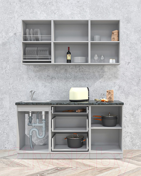 Изображение товара Кухонный гарнитур Интерлиния Мила Матте 1.6 А (белый/белый/опал светлый)