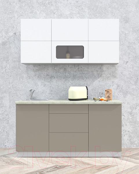 Изображение товара Кухонный гарнитур Интерлиния Мила Матте 1.6 А (белый/луна/опал светлый)