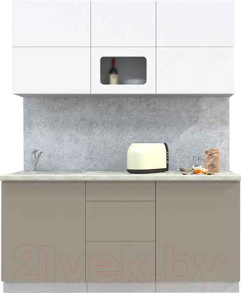 Изображение товара Кухонный гарнитур Интерлиния Мила Матте 1.7 А (белый/луна/опал светлый)