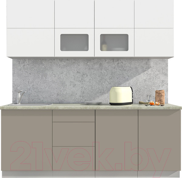 Изображение товара Кухонный гарнитур Интерлиния Мила Матте 2.1 А (белый/луна/опал светлый)