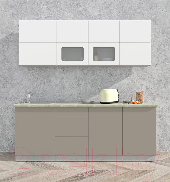 Изображение товара Кухонный гарнитур Интерлиния Мила Матте 2.1 А (белый/луна/опал светлый)