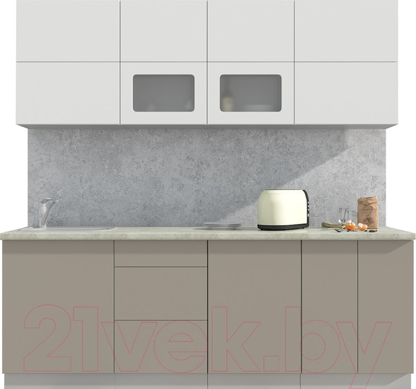 Изображение товара Кухонный гарнитур Интерлиния Мила Матте 2.2 А (белый/луна/опал светлый)