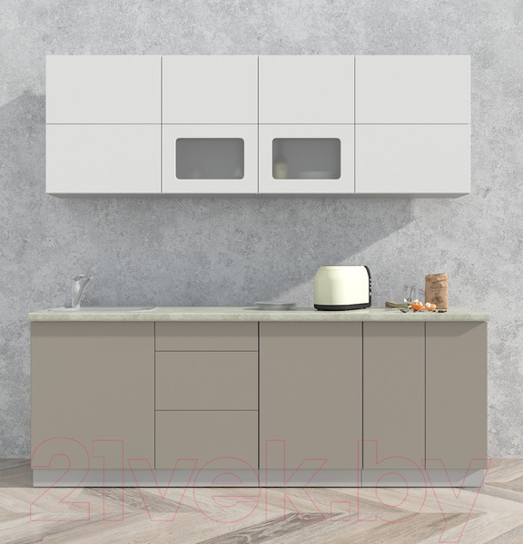 Изображение товара Кухонный гарнитур Интерлиния Мила Матте 2.2 А (белый/луна/опал светлый)