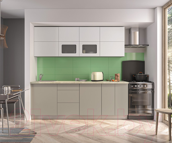 Изображение товара Кухонный гарнитур Интерлиния Мила Матте 2.2 А (белый/луна/опал светлый)