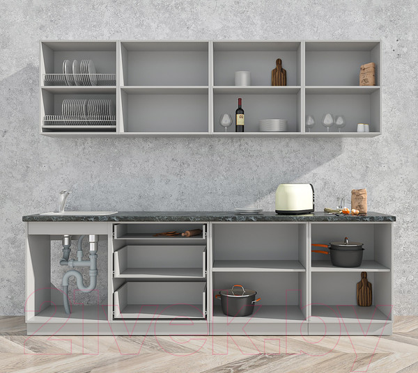 Изображение товара Кухонный гарнитур Интерлиния Мила Матте 2.6 А (океан/керамика/опал светлый)