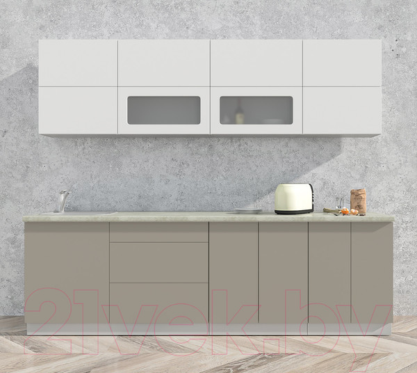 Изображение товара Кухонный гарнитур Интерлиния Мила Матте 2.6 А (белый/луна/опал светлый)