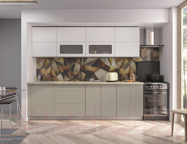 Изображение товара Кухонный гарнитур Интерлиния Мила Матте 2.6 А (белый/луна/опал светлый)