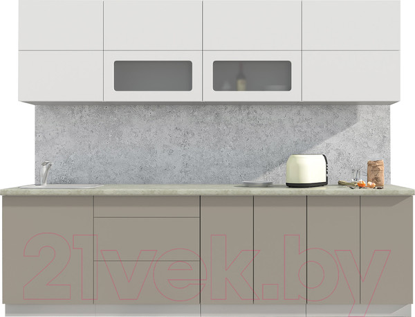 Изображение товара Кухонный гарнитур Интерлиния Мила Матте 2.7 А (белый/луна/опал светлый)