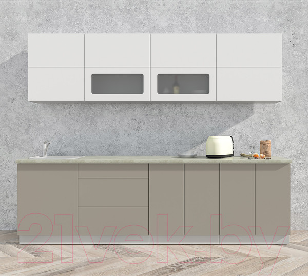 Изображение товара Кухонный гарнитур Интерлиния Мила Матте 2.7 А (белый/луна/опал светлый)