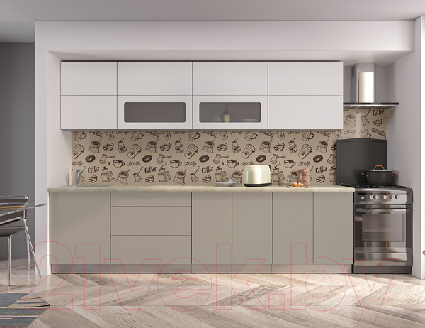 Изображение товара Кухонный гарнитур Интерлиния Мила Матте 3.0 А (белый/луна/опал светлый)