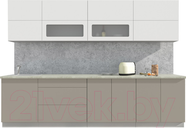Изображение товара Кухонный гарнитур Интерлиния Мила Матте 3.0 А (белый/луна/опал светлый)
