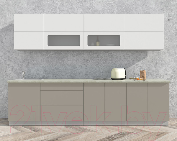 Изображение товара Кухонный гарнитур Интерлиния Мила Матте 3.0 А (белый/луна/опал светлый)