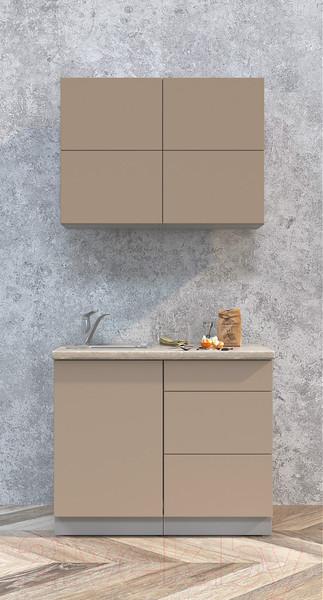 Изображение товара Кухонный гарнитур Интерлиния Мила Матте 1.0 А (луна/луна/травертин серый)