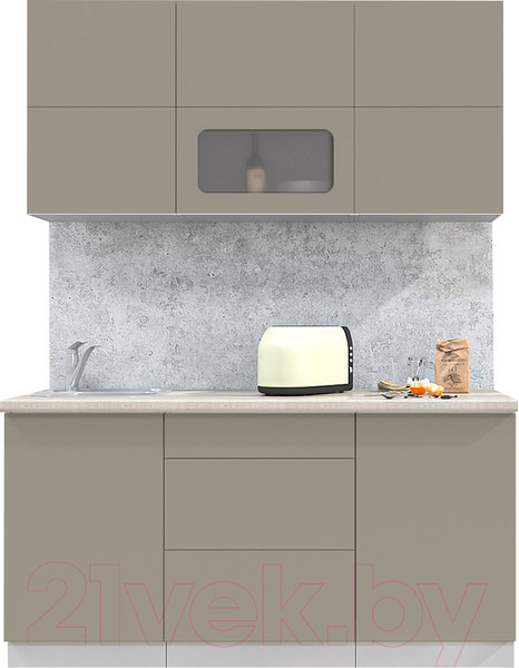Изображение товара Кухонный гарнитур Интерлиния Мила Матте 1.6 А (луна/луна/травертин серый)