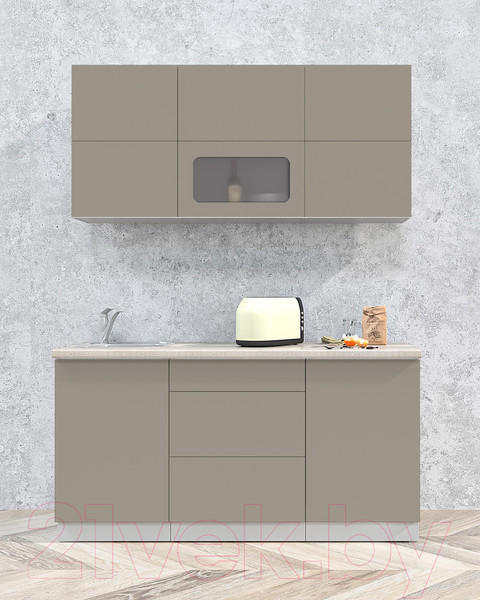 Изображение товара Кухонный гарнитур Интерлиния Мила Матте 1.6 А (луна/луна/травертин серый)