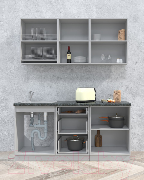 Изображение товара Кухонный гарнитур Интерлиния Мила Матте 1.7 А (белый/белый/кастилло темный)