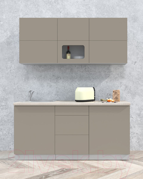 Изображение товара Кухонный гарнитур Интерлиния Мила Матте 1.7 А (луна/луна/травертин серый)