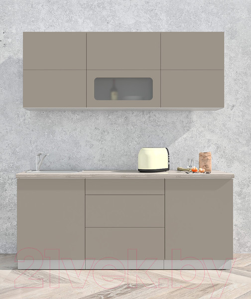 Изображение товара Кухонный гарнитур Интерлиния Мила Матте 1.9 А (луна/луна/травертин серый)