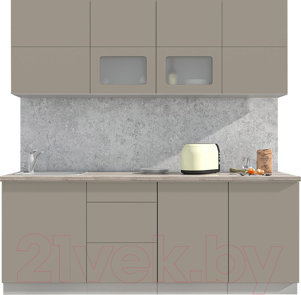 Изображение товара Кухонный гарнитур Интерлиния Мила Матте 2.1 А (луна/луна/травертин серый)