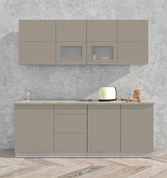 Изображение товара Кухонный гарнитур Интерлиния Мила Матте 2.1 А (луна/луна/травертин серый)