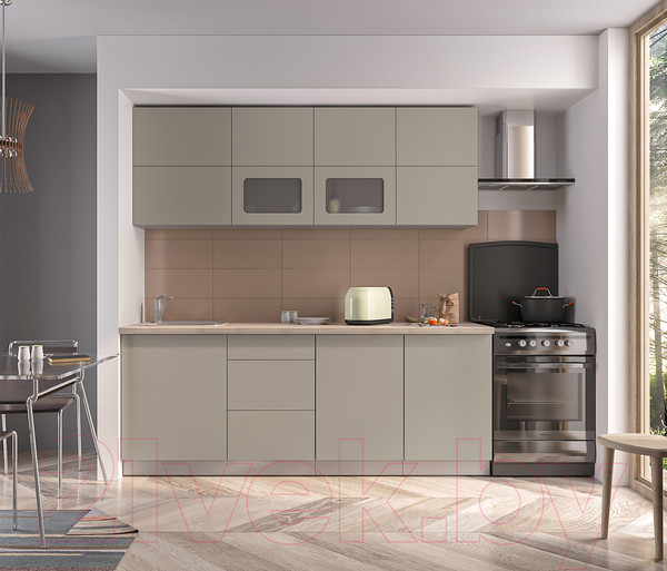 Изображение товара Кухонный гарнитур Интерлиния Мила Матте 2.1 А (луна/луна/травертин серый)