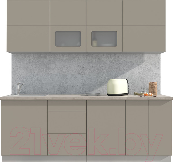Изображение товара Кухонный гарнитур Интерлиния Мила Матте 2.2 А (луна/луна/травертин серый)