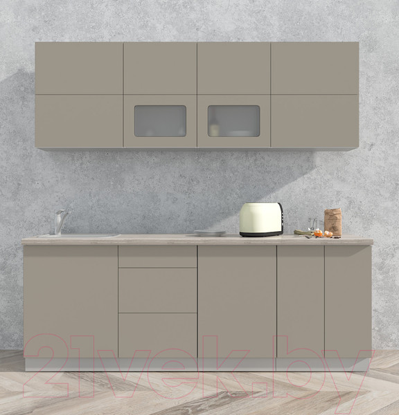 Изображение товара Кухонный гарнитур Интерлиния Мила Матте 2.2 А (луна/луна/травертин серый)