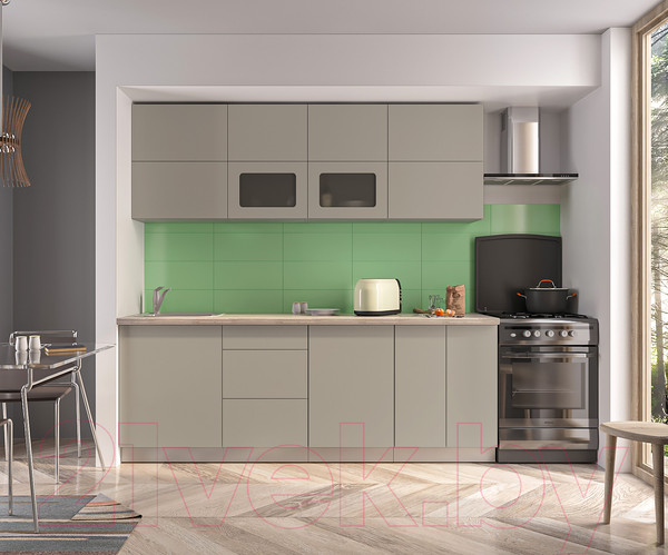 Изображение товара Кухонный гарнитур Интерлиния Мила Матте 2.2 А (луна/луна/травертин серый)