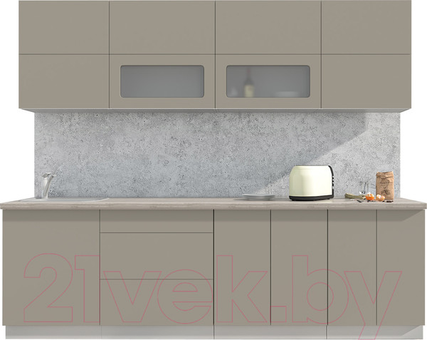 Изображение товара Кухонный гарнитур Интерлиния Мила Матте 2.6 А (луна/луна/травертин серый)