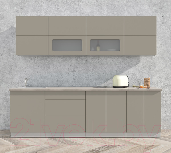 Изображение товара Кухонный гарнитур Интерлиния Мила Матте 2.6 А (луна/луна/травертин серый)