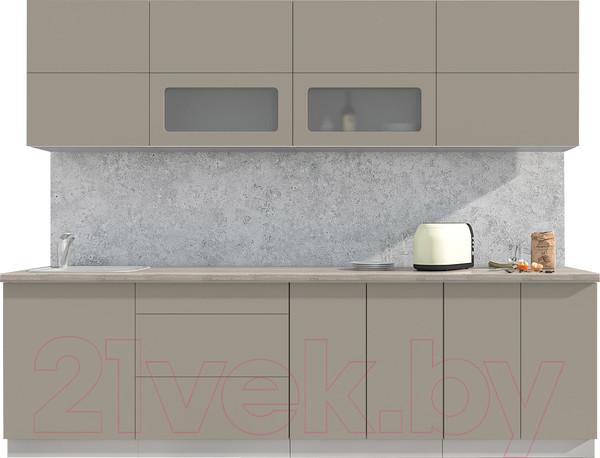 Изображение товара Кухонный гарнитур Интерлиния Мила Матте 2.7 А (луна/луна/травертин серый)
